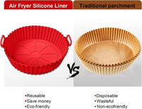 Air Fryer Silicone Liner Round Shape with Handles – Reusable Flexible Silicone Cooking Bowl – Multip