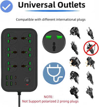 Universal Power Extension Board with 6 Multi Plug Sockets and Multiple USB Ports, On/Off Switch, Wir
