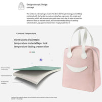 Lakshiv Enterprise Insulated Lunch Bag with Zipper Closure, Smiley Face Design, Carry Handle, 24 x 1