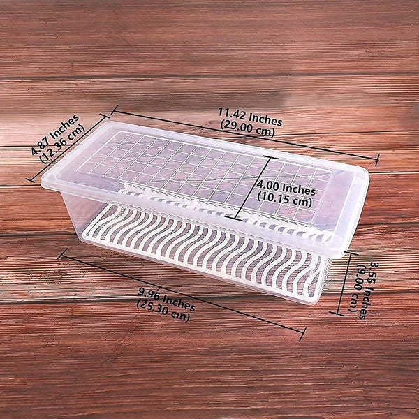 Lakshiv Enterprise Refrigerator Storage Container with Lid and Removable Base Tray, Transparent Plas