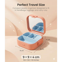 Lakshiv Enterprise Portable Jewelry Storage Box with Mirror and Leather Handle, Travel Jewelry Organ