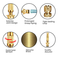 Brass Water Nozzle Spray with Adjustable Twist Control for Garden Hose Pipe