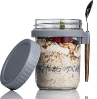 Lakshiv Enterprise Glass Food Storage Jar with Lid and Spoon Holder, 350 ml Borosilicate Glass Conta