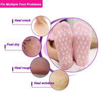 Gel Lined Moisturizing Foot Socks with Anti Slip Sole – Open Heel Design, Cotton Fabric, Pair for Wo