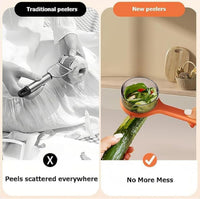 Vegetable Peeler with Peel Container | Handheld Fruit and Vegetable Peeling Tool with Built-in Colle