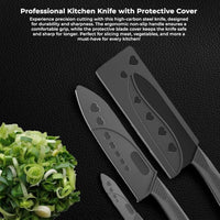 Lakshiv Enterprise Kitchen Knife Set with Chef Knife, Cleaver Knife and Utility Knife – Black Blades