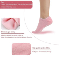 Gel Lined Moisturizing Foot Socks with Anti Slip Sole – Open Heel Design, Cotton Fabric, Pair for Wo