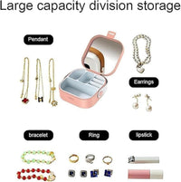 Lakshiv Enterprise Portable Jewelry Storage Box with Mirror and Leather Handle, Travel Jewelry Organ