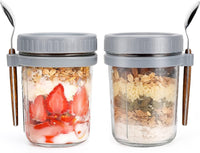 Lakshiv Enterprise Glass Food Storage Jar with Lid and Spoon Holder, 350 ml Borosilicate Glass Conta