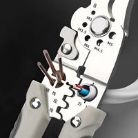 Wire Stripping and Crimping Tool with Multi-Function Cutting, Shear, Clamp, Screw Removal and Rubber