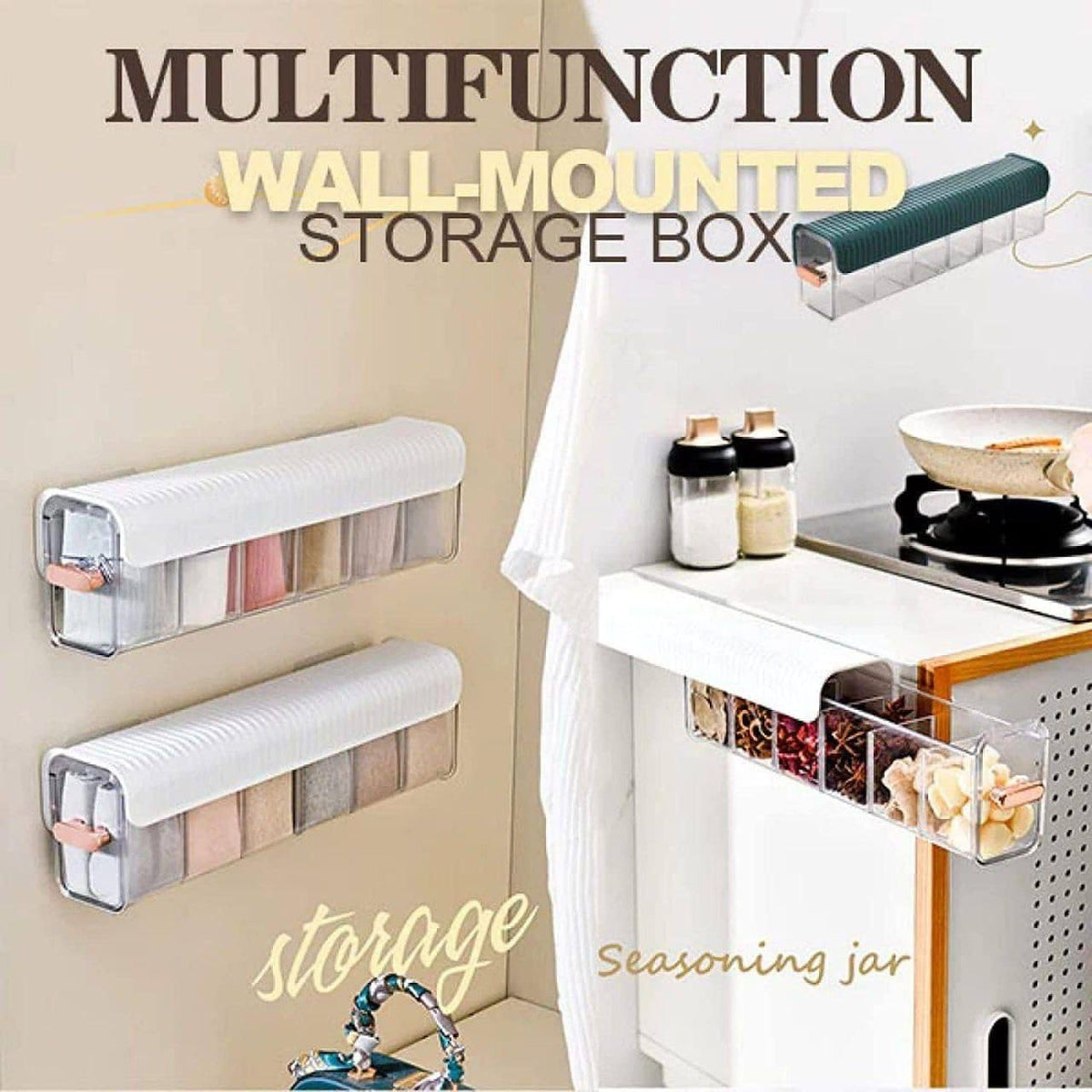 Lakshiv 6 Cell Wall Mounted Wardrobe Storage Box with Switchable Compartments & Slide-Out Drawer | Self Adhesive Closet… - im
