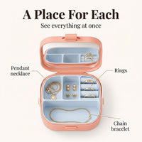 Lakshiv Enterprise Portable Jewelry Storage Box with Mirror and Leather Handle, Travel Jewelry Organ