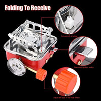 Lakshiv Portable Camping Gas Stove with Piezo Ignition, Folding Metal Support Arms, Compact Outdoor 