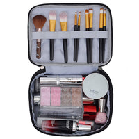 Makeup Organizer Travel Bag with Transparent Top, Dual Zip Compartments, Handle Carry Design, Pink G