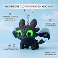 Lakshiv Dragon Keychain Toy with LED Light & Moving Wings, Night Fury Glowing Dragon Keychain | Mini
