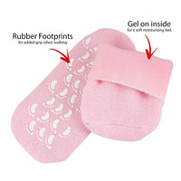 Gel Lined Moisturizing Foot Socks with Anti Slip Sole – Open Heel Design, Cotton Fabric, Pair for Wo