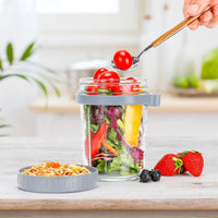Lakshiv Enterprise Glass Food Storage Jar with Lid and Spoon Holder, 350 ml Borosilicate Glass Conta