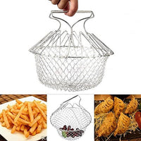 Lakshiv Stainless Steel Folding Frying Basket with Handle, Deep Frying Basket for French Fries, Chic