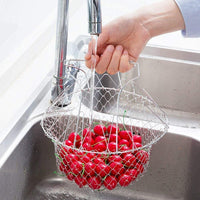 Foldable Wire Mesh Cooking Basket for Frying Boiling Draining and Rinsing – Stainless Steel Multi-Pu