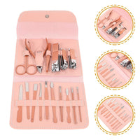 16 in 1 Manicure Pedicure Grooming Kit with Nail Clippers Scissors Cuticle Tools Set in Foldable Sto