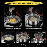 Foldable Wire Mesh Cooking Basket for Frying Boiling Draining and Rinsing – Stainless Steel Multi-Pu