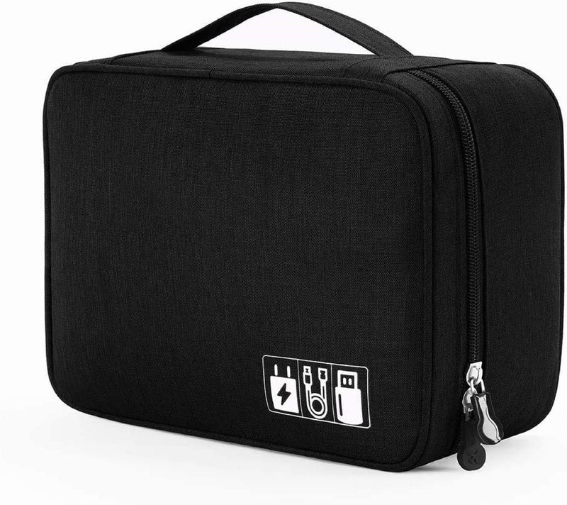 Electronics Accessories Organiser Bag – Travel Storage Case with Adjustable Padded Dividers, Multiple Mesh Pockets, Zipper Closure