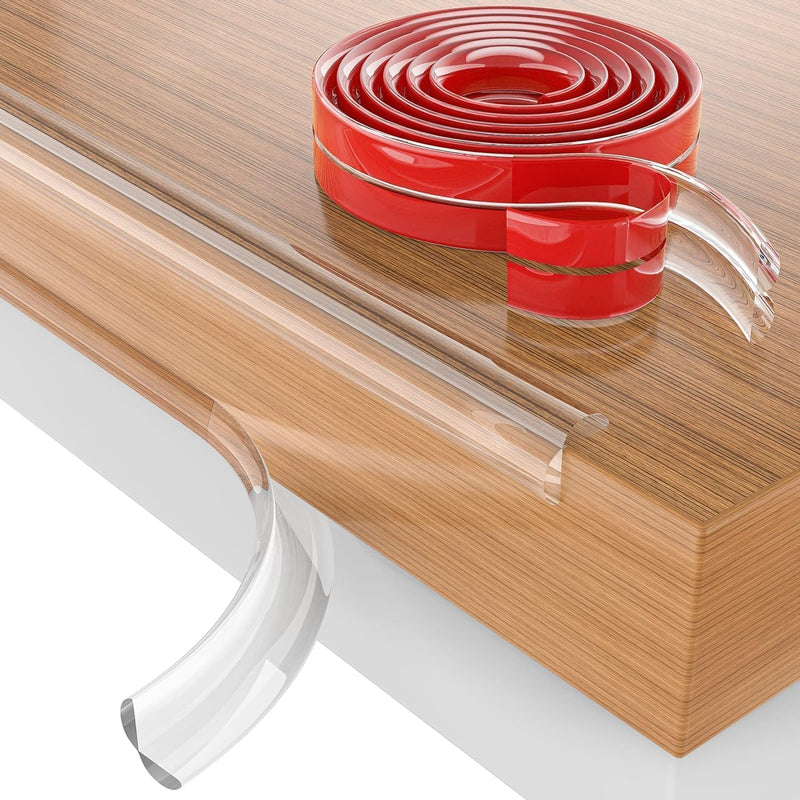 Transparent Table Edge Protector Strip with Self-Adhesive Backing for Furniture Corners and Edges