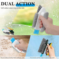 Cleaning Gap Brush with Scraper, Handheld Dual Action Scrub Brush for Tile Gaps Sink Edges Window Tr