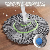 Lakshiv Telescopic Spin Mop with Microfiber Round Mop Head, Twist Wring Mechanism, Adjustable Handle