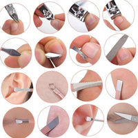 16 in 1 Manicure Pedicure Grooming Kit with Nail Clippers Scissors Cuticle Tools Set in Foldable Sto
